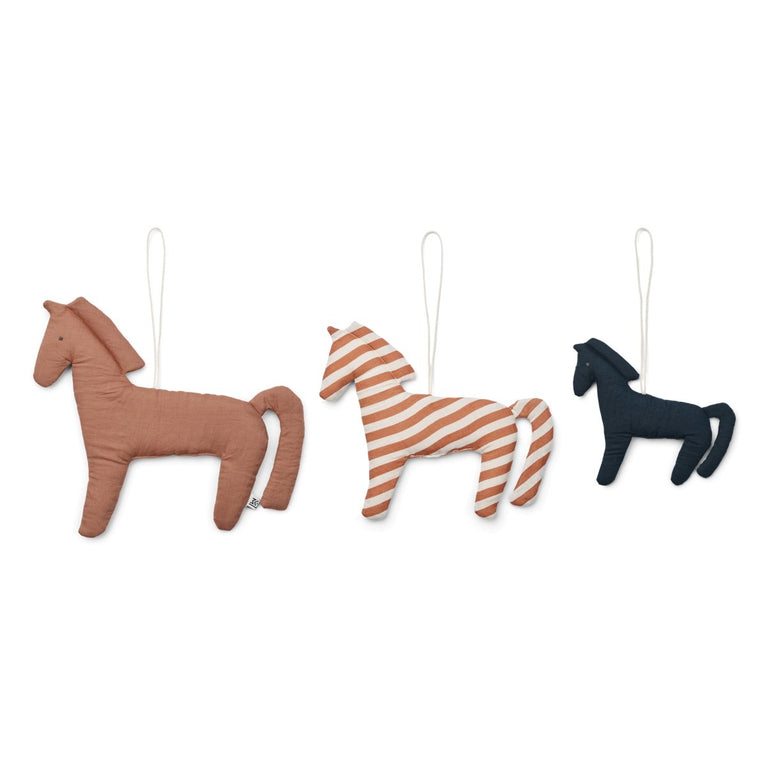 Liewood - Leonardo Wanddekoration aus Bio-Baumwolle - 3er-Set - Horses / Dark Rosetta Mix - 5715493136581 - littlehipstar.com