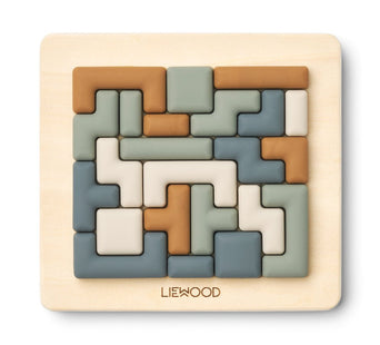 Liewood - Lonzo Steckpuzzle Lernspiel aus Holz und Silikon - 28 Teile - Faune Green Multi Mix - 5715493131029 - littlehipstar.com
