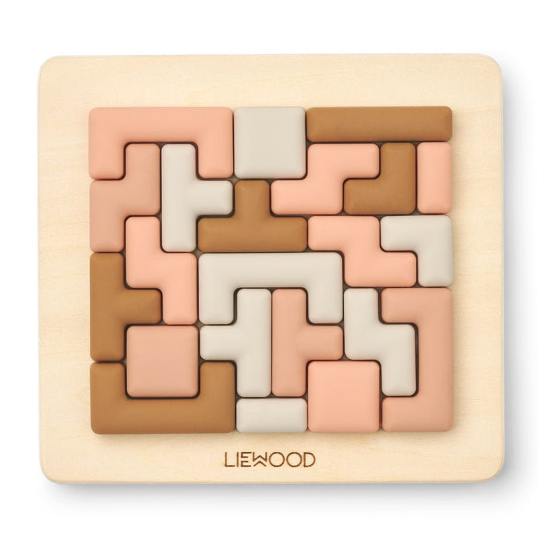 Liewood - Lonzo Steckpuzzle Lernspiel aus Holz und Silikon - 28 Teile - Tuscany Rose Multi Mix - 5715493131036 - littlehipstar.com