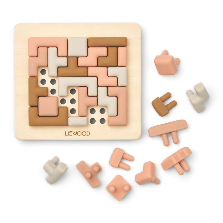 Liewood - Lonzo Steckpuzzle Lernspiel aus Holz und Silikon - 28 Teile - Tuscany Rose Multi Mix - 5715493131036 - littlehipstar.com