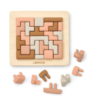 Liewood - Lonzo Steckpuzzle Lernspiel aus Holz und Silikon - 28 Teile - Tuscany Rose Multi Mix - 5715493131036 - littlehipstar.com