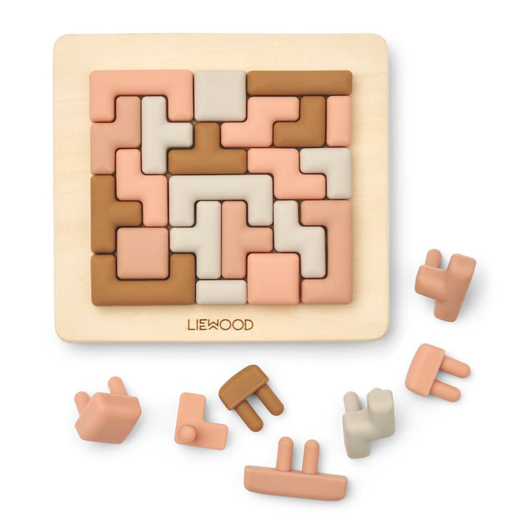 Liewood - Lonzo Steckpuzzle Lernspiel aus Holz und Silikon - 28 Teile - Tuscany Rose Multi Mix - 5715493131036 - littlehipstar.com