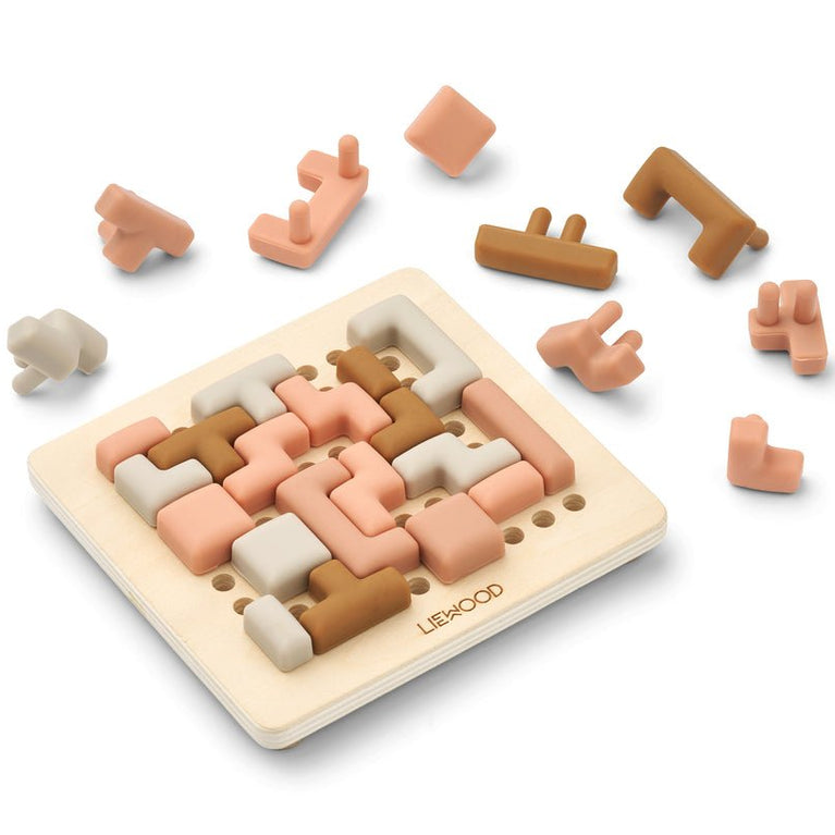 Liewood - Lonzo Steckpuzzle Lernspiel aus Holz und Silikon - 28 Teile - Tuscany Rose Multi Mix - 5715493131036 - littlehipstar.com