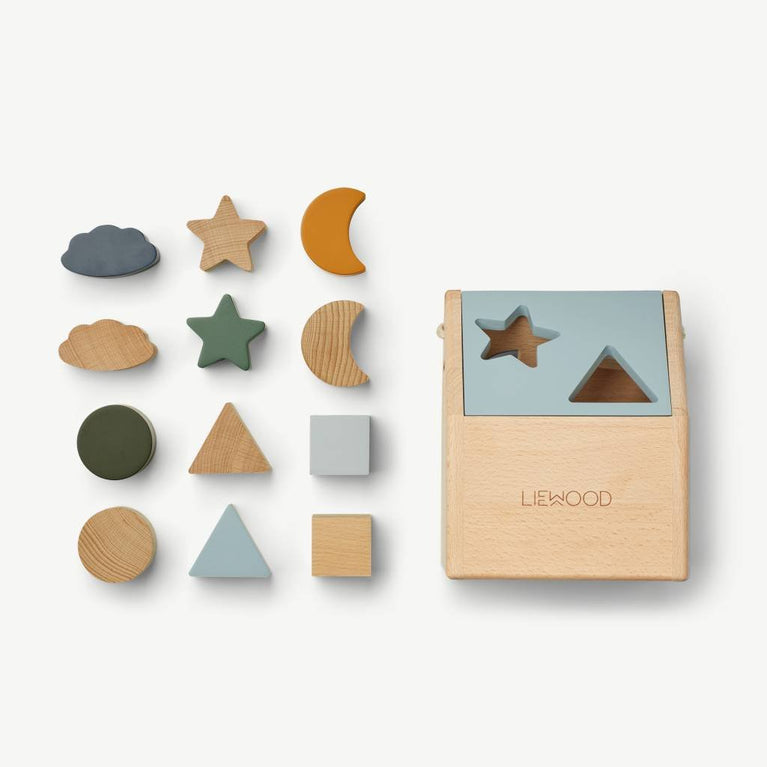 Liewood - Ludwig Rätselhaus Steckspiel Sortierbox aus Holz - Cloud - 5715335041943 - littlehipstar.com