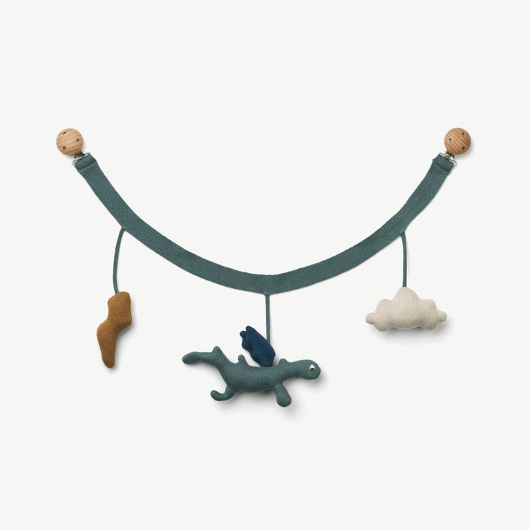 Liewood - Marlen Drache Kinderwagenkette aus Bio-Baumwolle in Whale Blue - 5715335041998 - littlehipstar.com