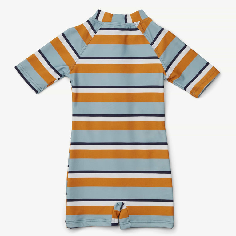 Liewood - Max Gestreifter Schwimmanzug - Limited Edition - Sea Blue/Mustard - 5713370164252 - littlehipstar.com