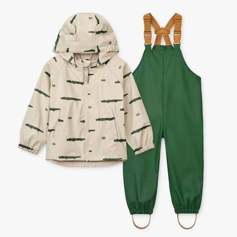 Liewood - Melodi 2tlg. Regenoutfit Aus Recyceltem Material - Crocodile / Sandy - 86 - 5715493084257 - littlehipstar.com