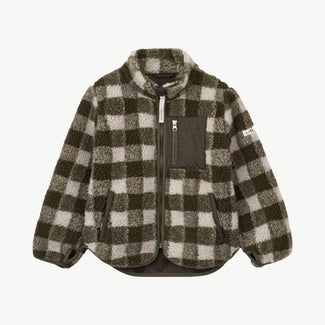 Liewood - Nolan Plüschjacke Aus Recyceltem Material - Check Army Brown / Dark Sandy - 98 - 5715493082390 - littlehipstar.com