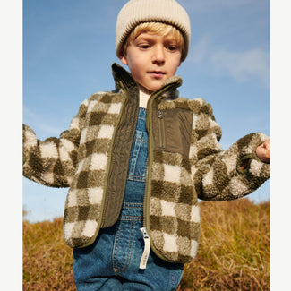 Liewood - Nolan Plüschjacke Aus Recyceltem Material - Check Army Brown / Dark Sandy - 98 - 5715493082390 - littlehipstar.com
