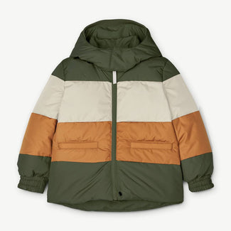 Liewood - Paloma Daunen-Wendejacke aus recyceltem Material - Block Stripes - Hunter Green - 5715335021921 - littlehipstar.com
