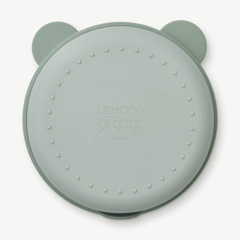 Liewood - Rosie Bär Tiefer Menüteller mit Deckel aus Silikon - Faune Green - 5715335047891 - littlehipstar.com