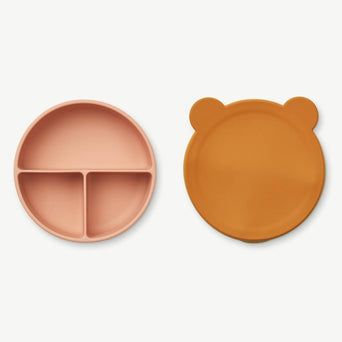 Liewood - Rosie Bär Tiefer Menüteller mit Deckel aus Silikon - Faune Green - 5715335047891 - littlehipstar.com