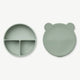 Liewood - Rosie Bär Tiefer Menüteller mit Deckel aus Silikon - Faune Green - 5715335047891 - littlehipstar.com