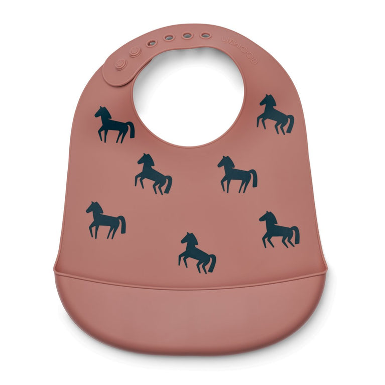 Liewood - Tilda Lätzchen aus Silikon - 2er-Set - Horses / Dark Rosetta - 5715493139575 - littlehipstar.com