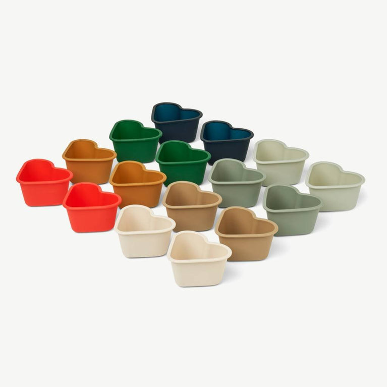 Liewood - Tilo Herz Muffin Backförmchen aus Silikon - 16er-Set - Golden Caramel - 5715335052185 - littlehipstar.com