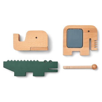 Liewood - Torsten Musikinstrumente aus Holz - 3 Teile - Whale Blue / Garden Green - 5715493131586 - littlehipstar.com