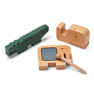 Liewood - Torsten Musikinstrumente aus Holz - 3 Teile - Whale Blue / Garden Green - 5715493131586 - littlehipstar.com