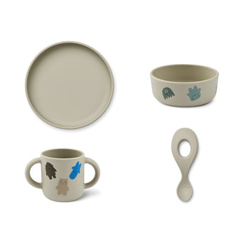 Liewood - Vivi Kindergeschirr aus Silikon - 4teilig - Monster / Mist - 5715493141165 - littlehipstar.com
