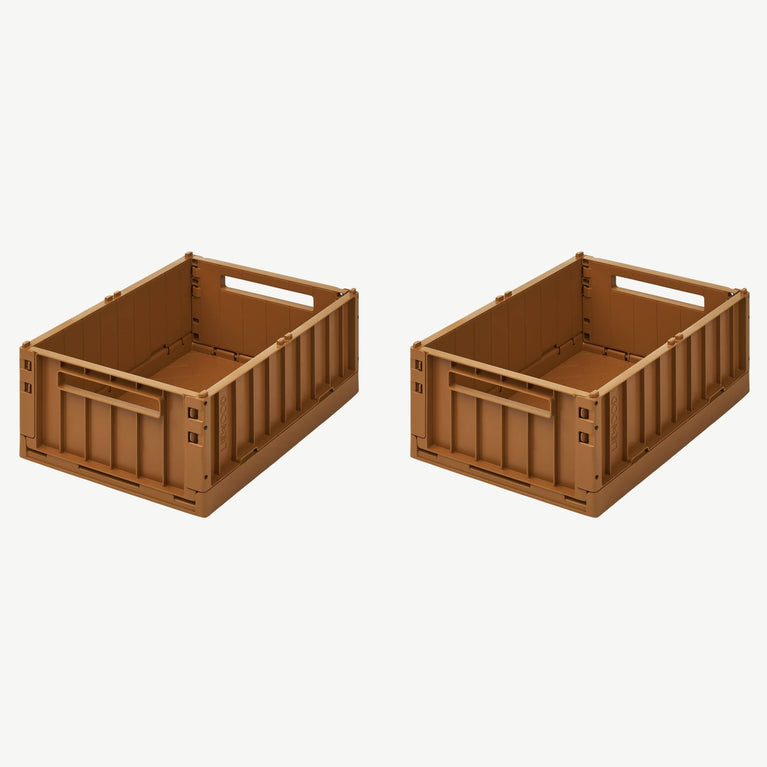 Liewood - Weston Unifarbene Klappboxen - Größe M - 2 Stück - Golden Caramel - 5713370737616 - littlehipstar.com