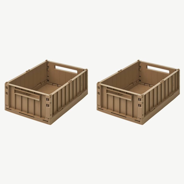 Liewood - Weston Unifarbene Klappboxen - Größe M - 2 Stück - Oat - 5713370737623 - littlehipstar.com