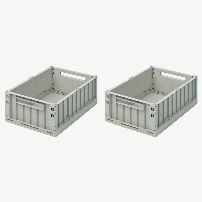 Liewood - Weston Unifarbene Klappboxen - Größe M - 2 Stück - Taubenblau - 5713370737647 - littlehipstar.com