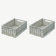 Liewood - Weston Unifarbene Klappboxen - Größe M - 2 Stück - Taubenblau - 5713370737647 - littlehipstar.com