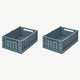 Liewood - Weston Unifarbene Klappboxen - Größe M - 2 Stück - Whale Blue - 5713370737654 - littlehipstar.com