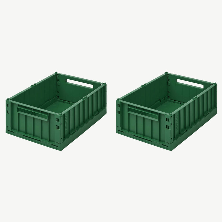 Liewood - Weston Unifarbene Klappboxen - Größe M - 2 Stück - Garden Green - 5713370737678 - littlehipstar.com
