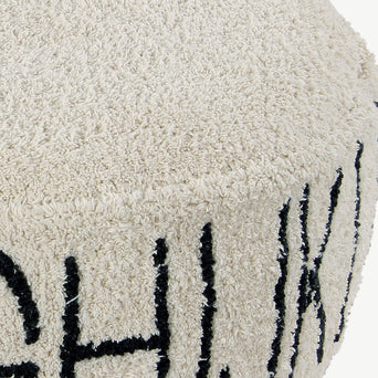 Lorena Canals - Baumwoll-Pouf ABC in Natur/ Schwarz - Ø 70 cm - 8435392619325 - littlehipstar.com