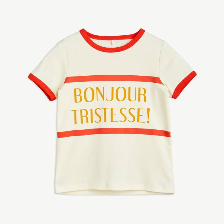 Bonjour Tristesse T-Shirt aus Bio-Baumwolle in Weiß/Rot