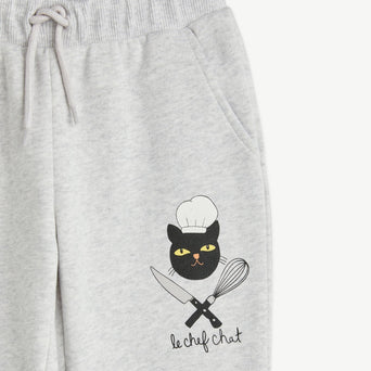 Chef Cat Jogginghose aus Bio-Baumwolle in Grau Melange