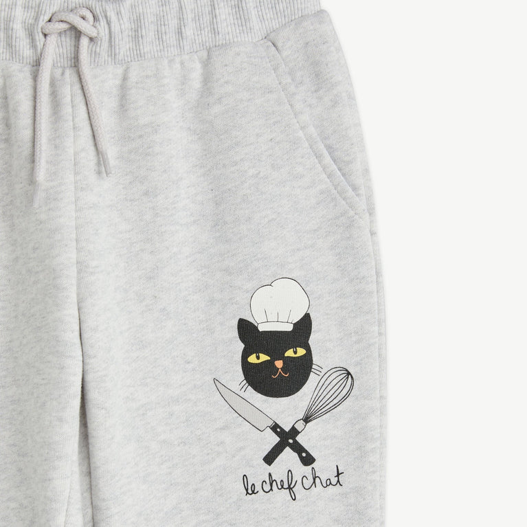 Chef Cat Jogginghose aus Bio-Baumwolle in Grau Melange