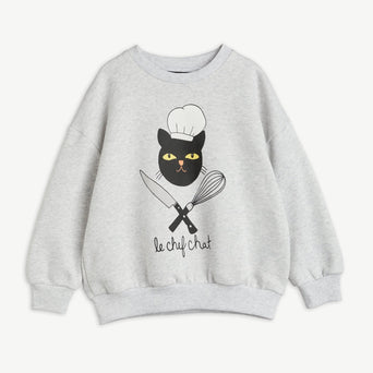 Chef Cat Sweatshirt aus Bio-Baumwolle in Grau Melange