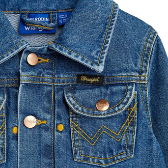 Mini Rodini - Mini Rodini x Wrangler Peace Dove Jeansjacke in Blau - 3-5 Jahre (104/110) - 7332754609608 - littlehipstar.com