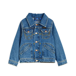 Mini Rodini - Mini Rodini x Wrangler Peace Dove Jeansjacke in Blau - 3-5 Jahre (104/110) - 7332754609608 - littlehipstar.com