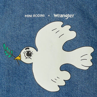 Mini Rodini - Mini Rodini x Wrangler Peace Dove Jeansjacke in Blau - 3-5 Jahre (104/110) - 7332754609608 - littlehipstar.com