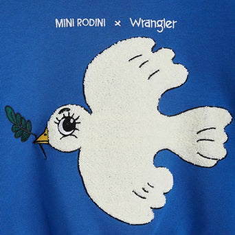 Mini Rodini - Mini Rodini x Wrangler Peace Dove Sweatshirt in Blau - 3-5 Jahre (104/110) - 7332754609745 - littlehipstar.com