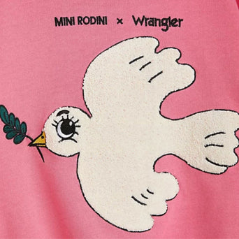 Mini Rodini - Mini Rodini x Wrangler Peace Dove Sweatshirt in Pink - 3-5 Jahre (104/110) - 7332754609677 - littlehipstar.com