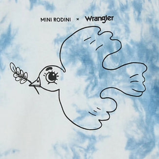 Mini Rodini - Mini Rodini x Wrangler Peace Dove Tie Dye Batik T-Shirt in Blau - 3-5 Jahre (104/110) - 7332754609882 - littlehipstar.com