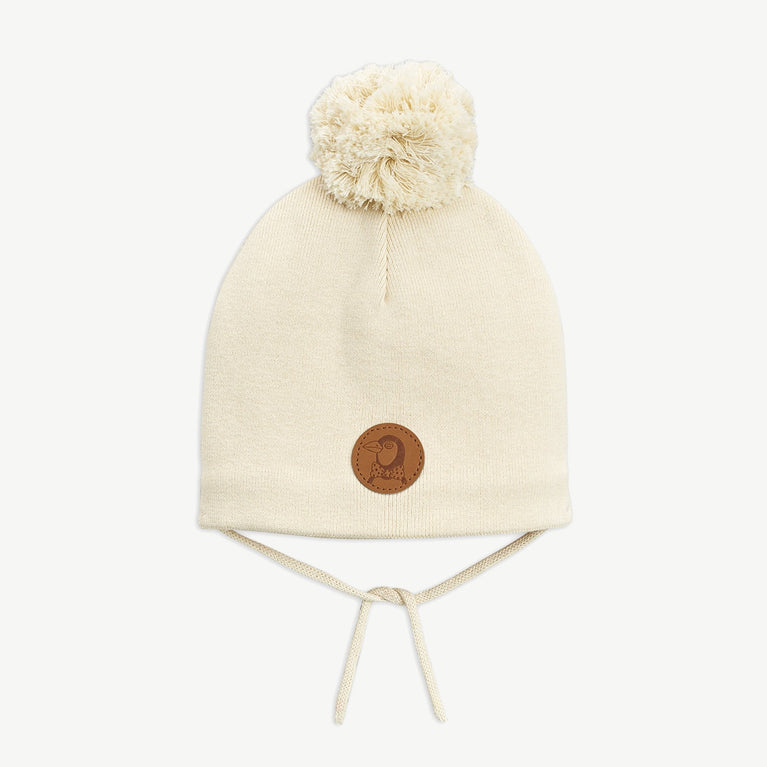 Mini Rodini - Penguin Bommelmütze aus Bio-Baumwolle in Offwhite - Offwhite - 7332754446647 - littlehipstar.com