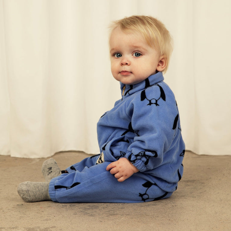 Mini Rodini - Penguin Fleecehose aus recyceltem Material in Blau - 3-5 Jahre (104/110) - 7332754608403 - littlehipstar.com