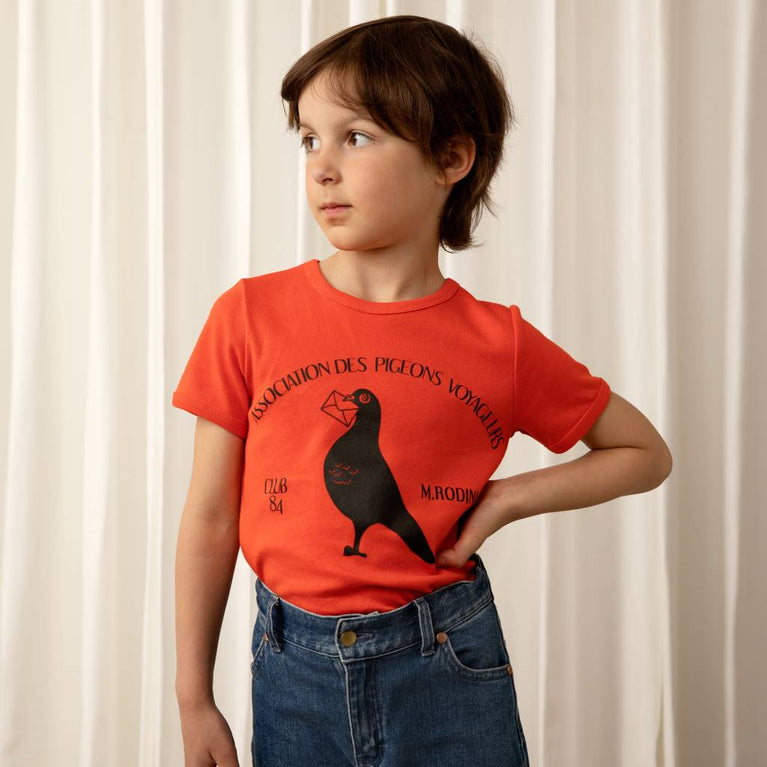 Mini Rodini - Pigeons T-Shirt aus Bio-Baumwolle in Rot - 9 Monate - 1.5 Jahre (80/86) - 7332754593730 - littlehipstar.com