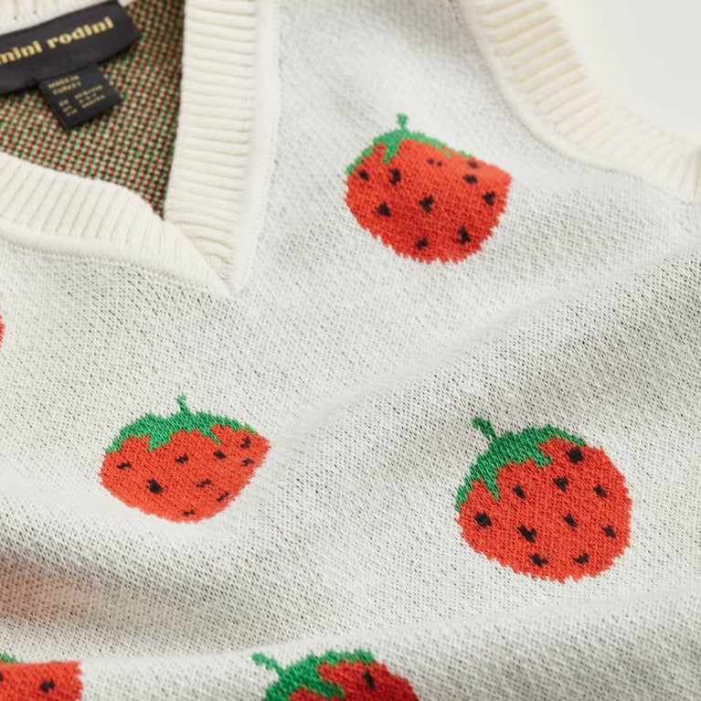 Mini Rodini - Strawberries Pullunder aus Bio-Baumwolle in Offwhite/Rot - 1.5-3 Jahre (92/98) - 7332754592733 - littlehipstar.com