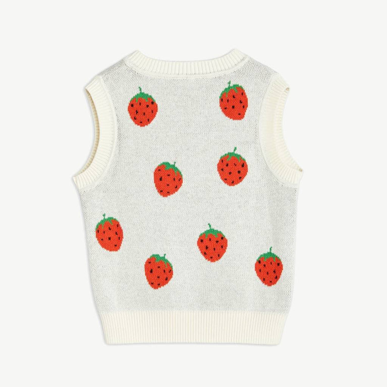 Mini Rodini - Strawberries Pullunder aus Bio-Baumwolle in Offwhite/Rot - 1.5-3 Jahre (92/98) - 7332754592733 - littlehipstar.com