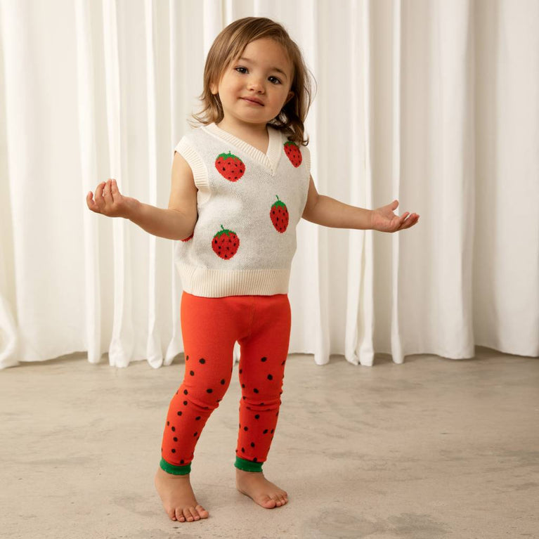 Mini Rodini - Strawberries Pullunder aus Bio-Baumwolle in Offwhite/Rot - 1.5-3 Jahre (92/98) - 7332754592733 - littlehipstar.com