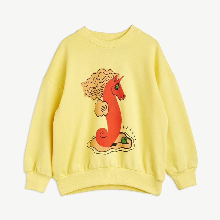 Mini Rodini - Unicorn Seahorse Sweatshirt aus Bio-Baumwolle in Gelb - 3-5 Jahre (104/110) - 7332754602982 - littlehipstar.com