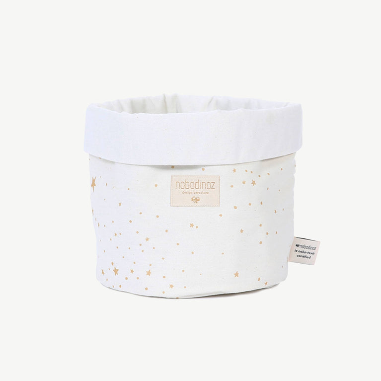 Nobodinoz - Panda Aufbewahrungskorb aus Bio-Baumwoll-Twill - Medium - Gold Stella & Natural - 2000000101460 - littlehipstar.com