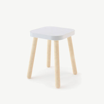 Brooklyn Hocker aus Holz in Weiß/Birke - (B)33,7 x (H)44,7 x (T)33,7 cm