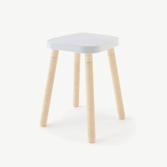Brooklyn Hocker aus Holz in Weiß/Birke - (B)33,7 x (H)44,7 x (T)33,7 cm