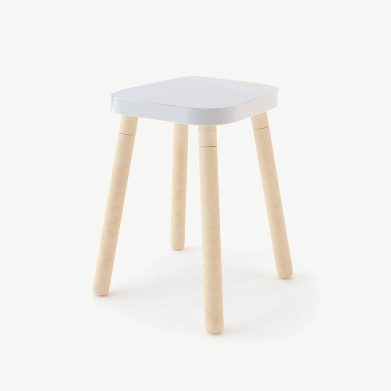 Brooklyn Hocker aus Holz in Weiß/Birke - (B)33,7 x (H)44,7 x (T)33,7 cm